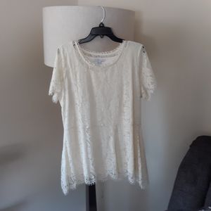 Isaac mizrahi lace top with attached tank